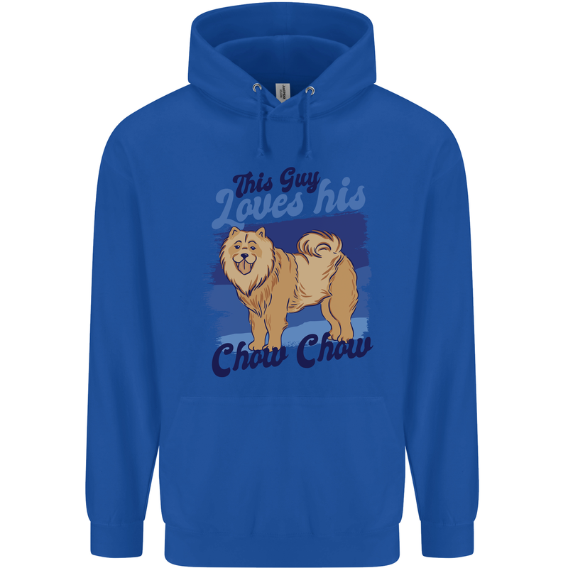 This Guy Loves His Chow Chow Dog Mens 80% Cotton Hoodie Royal Blue