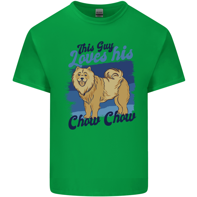 This Guy Loves His Chow Chow Dog Mens Cotton T-Shirt Tee Top Irish Green