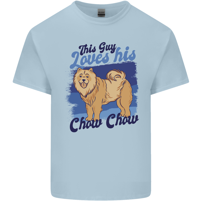 This Guy Loves His Chow Chow Dog Mens Cotton T-Shirt Tee Top Light Blue