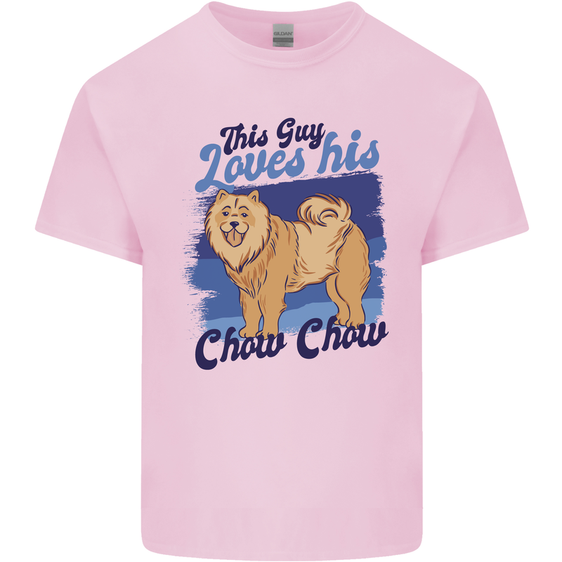 This Guy Loves His Chow Chow Dog Mens Cotton T-Shirt Tee Top Light Pink