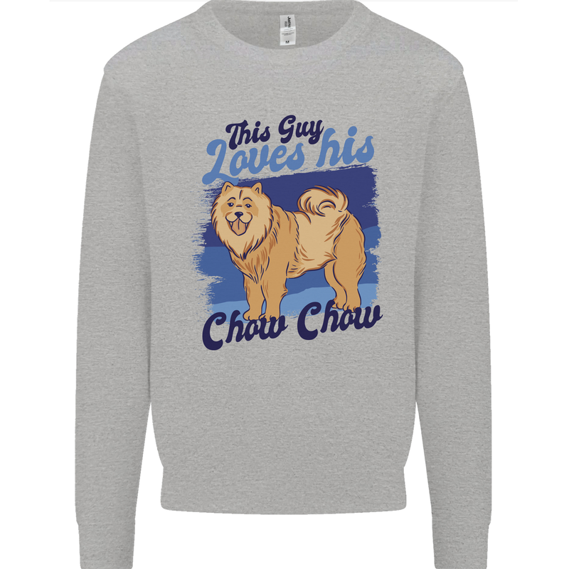 This Guy Loves His Chow Chow Dog Mens Sweatshirt Jumper Sports Grey