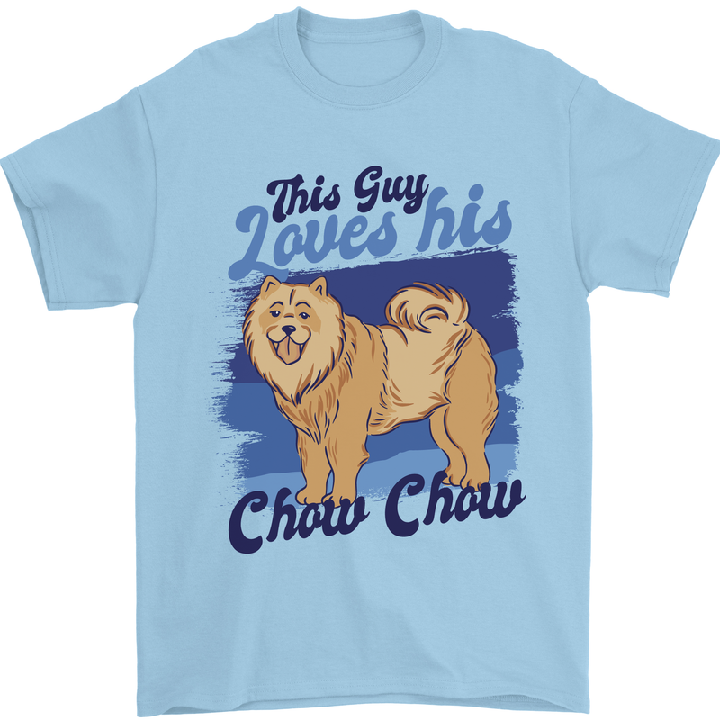 This Guy Loves His Chow Chow Dog Mens T-Shirt 100% Cotton Light Blue