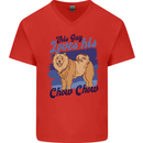 This Guy Loves His Chow Chow Dog Mens V-Neck Cotton T-Shirt Red