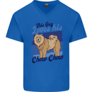 This Guy Loves His Chow Chow Dog Mens V-Neck Cotton T-Shirt Royal Blue