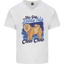 This Guy Loves His Chow Chow Dog Mens V-Neck Cotton T-Shirt White
