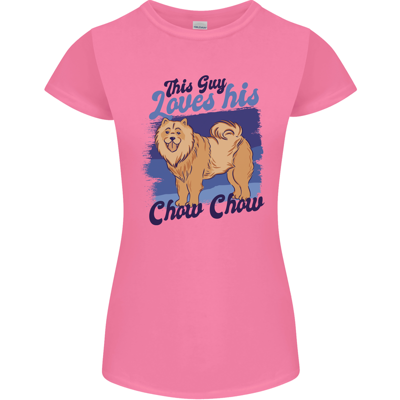 This Guy Loves His Chow Chow Dog Womens Petite Cut T-Shirt Azalea