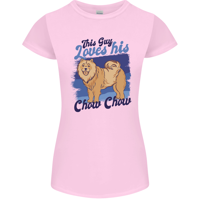 This Guy Loves His Chow Chow Dog Womens Petite Cut T-Shirt Light Pink