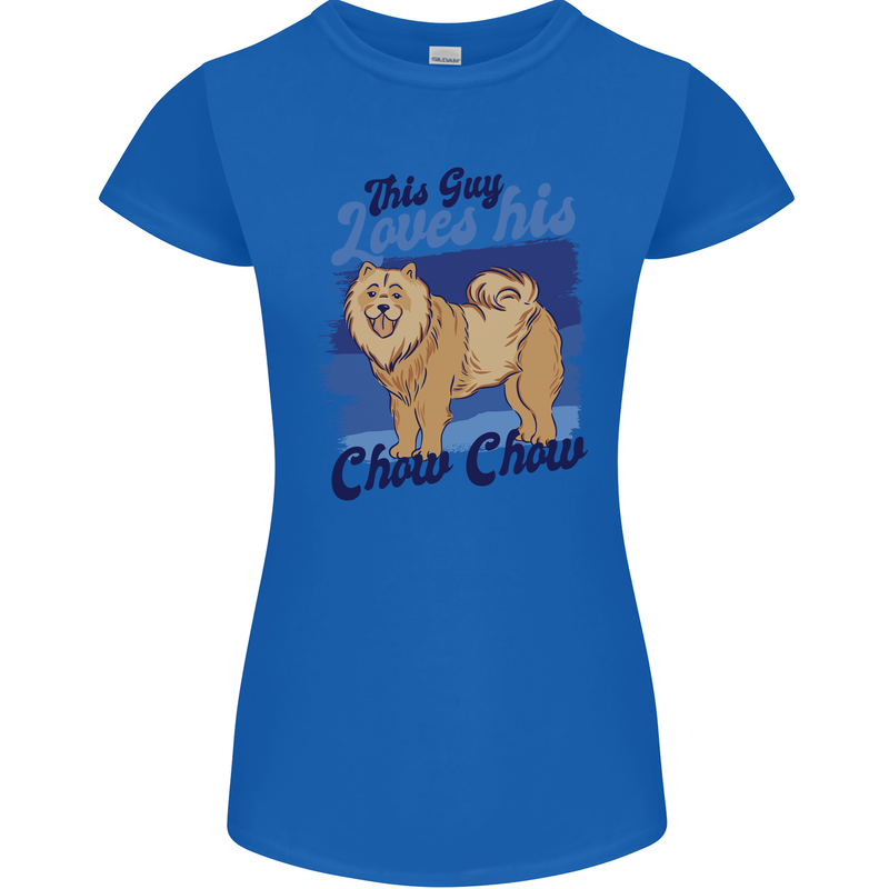 This Guy Loves His Chow Chow Dog Womens Petite Cut T-Shirt Royal Blue