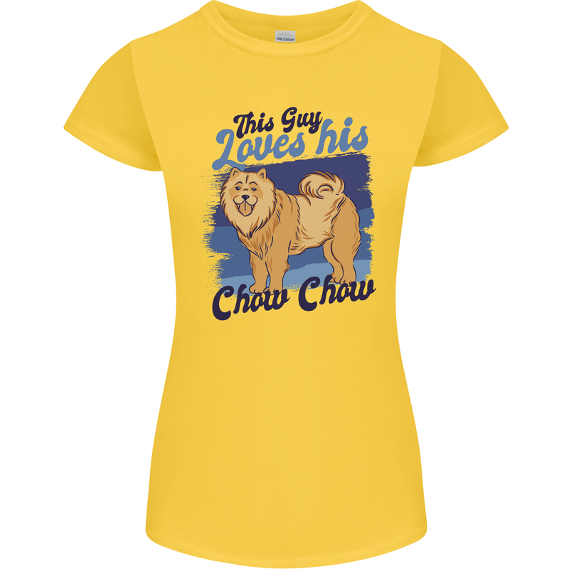This Guy Loves His Chow Chow Dog Womens Petite Cut T-Shirt Yellow