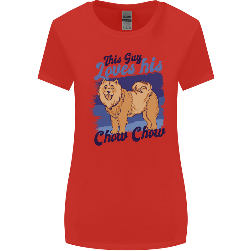 This Guy Loves His Chow Chow Dog Womens Wider Cut T-Shirt Red