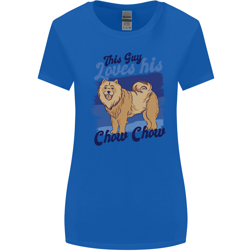 This Guy Loves His Chow Chow Dog Womens Wider Cut T-Shirt Royal Blue