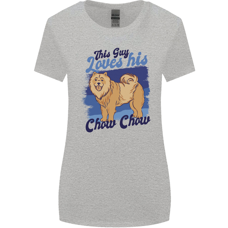 This Guy Loves His Chow Chow Dog Womens Wider Cut T-Shirt Sports Grey