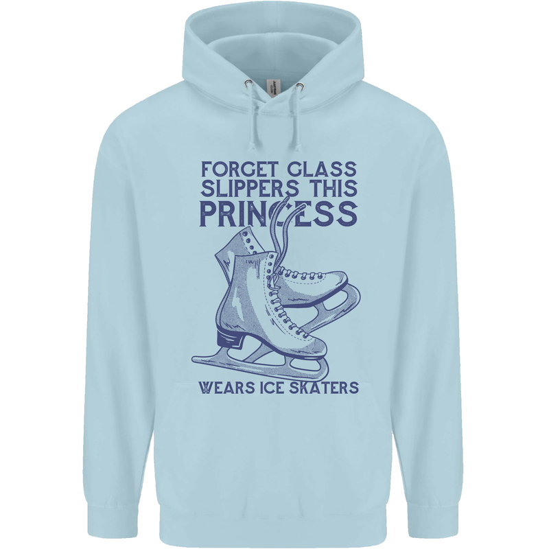 This Princess Wears Ice Skates Skater Childrens Kids Hoodie Light Blue