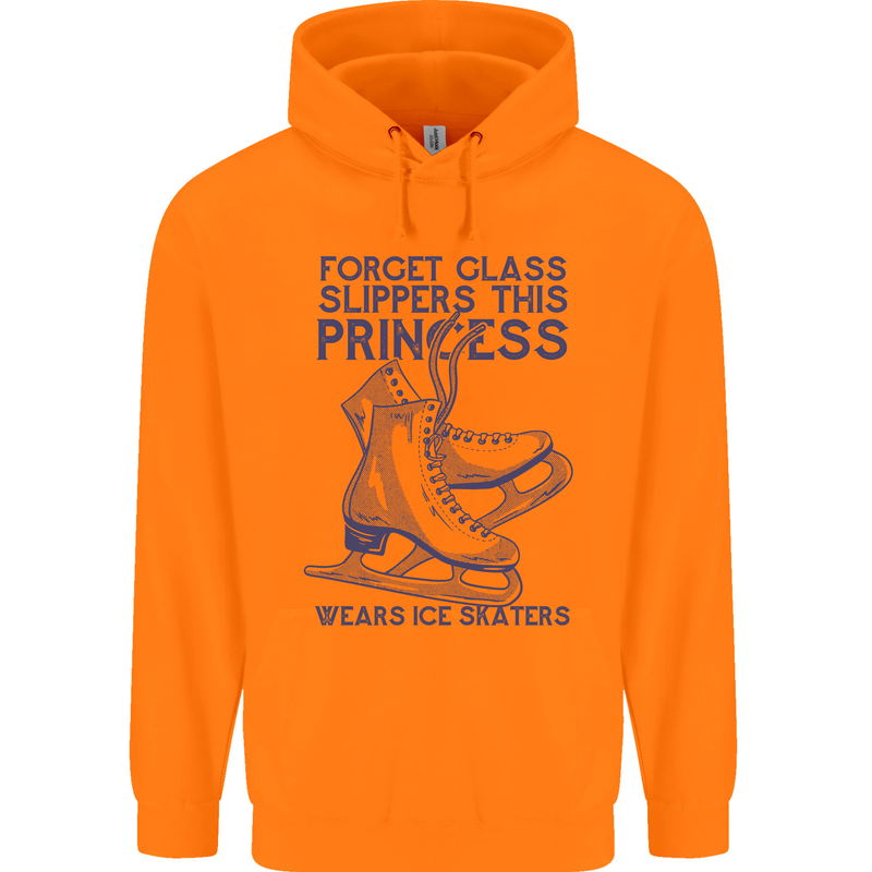 This Princess Wears Ice Skates Skater Childrens Kids Hoodie Orange