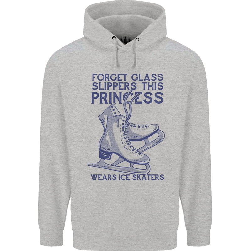 This Princess Wears Ice Skates Skater Childrens Kids Hoodie Sports Grey
