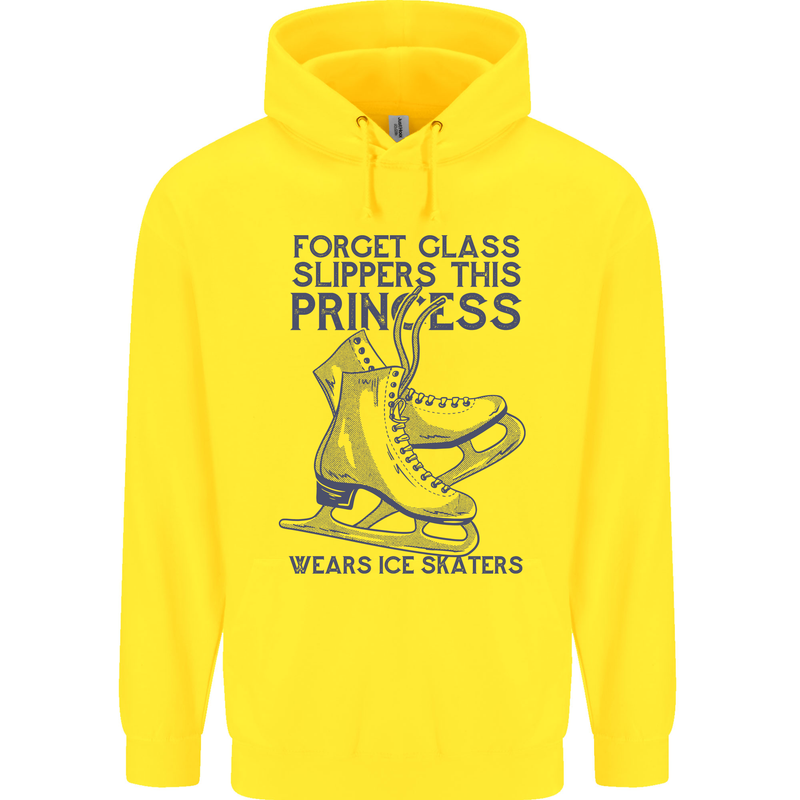 This Princess Wears Ice Skates Skater Childrens Kids Hoodie Yellow