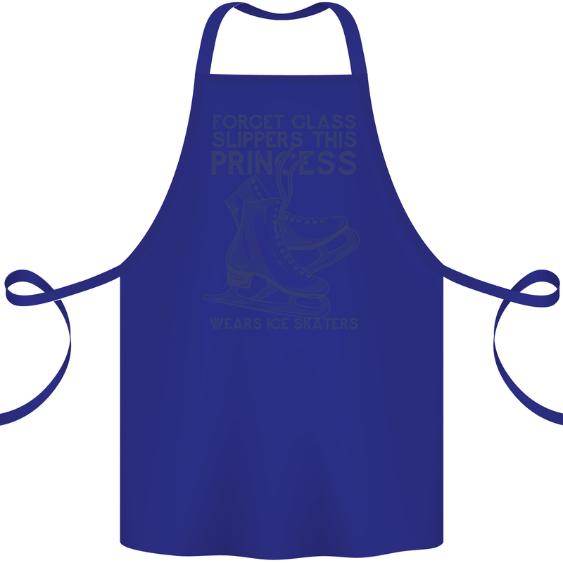 This Princess Wears Ice Skates Skater Cotton Apron 100% Organic Royal Blue