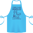 This Princess Wears Ice Skates Skater Cotton Apron 100% Organic Turquoise