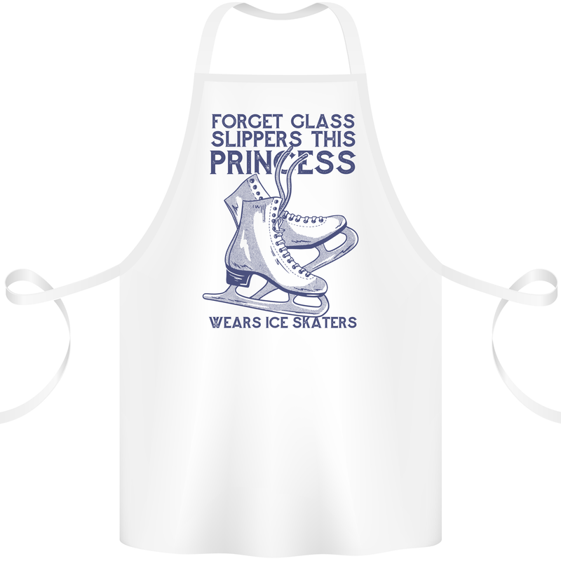 This Princess Wears Ice Skates Skater Cotton Apron 100% Organic White