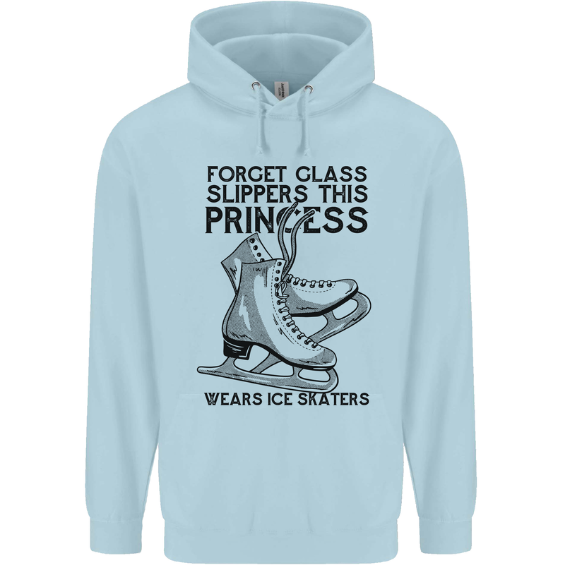 This Princess Wears Ice Skates Skater Funny Childrens Kids Hoodie Light Blue