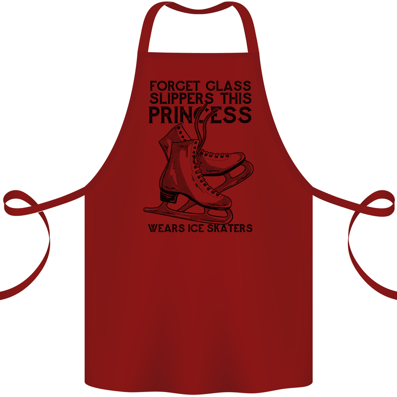 This Princess Wears Ice Skates Skater Funny Cotton Apron 100% Organic Maroon