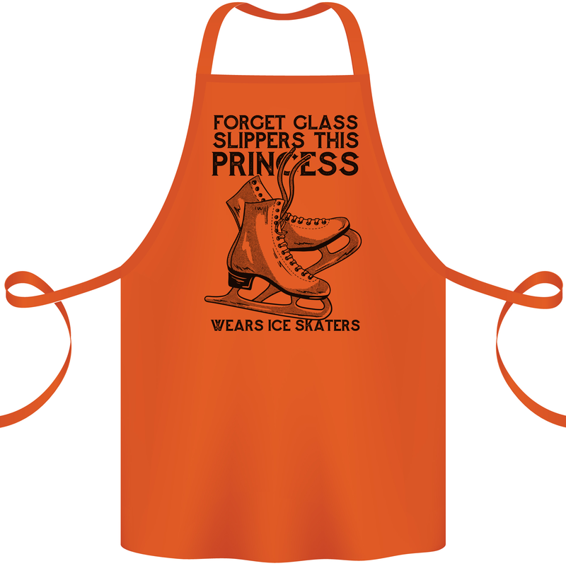 This Princess Wears Ice Skates Skater Funny Cotton Apron 100% Organic Orange