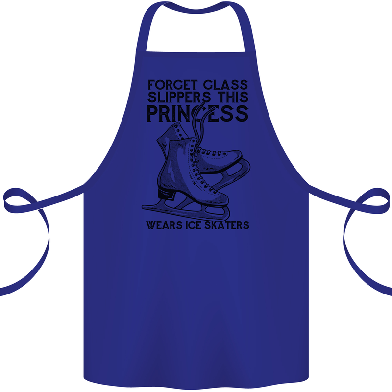 This Princess Wears Ice Skates Skater Funny Cotton Apron 100% Organic Royal Blue