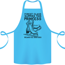 This Princess Wears Ice Skates Skater Funny Cotton Apron 100% Organic Turquoise