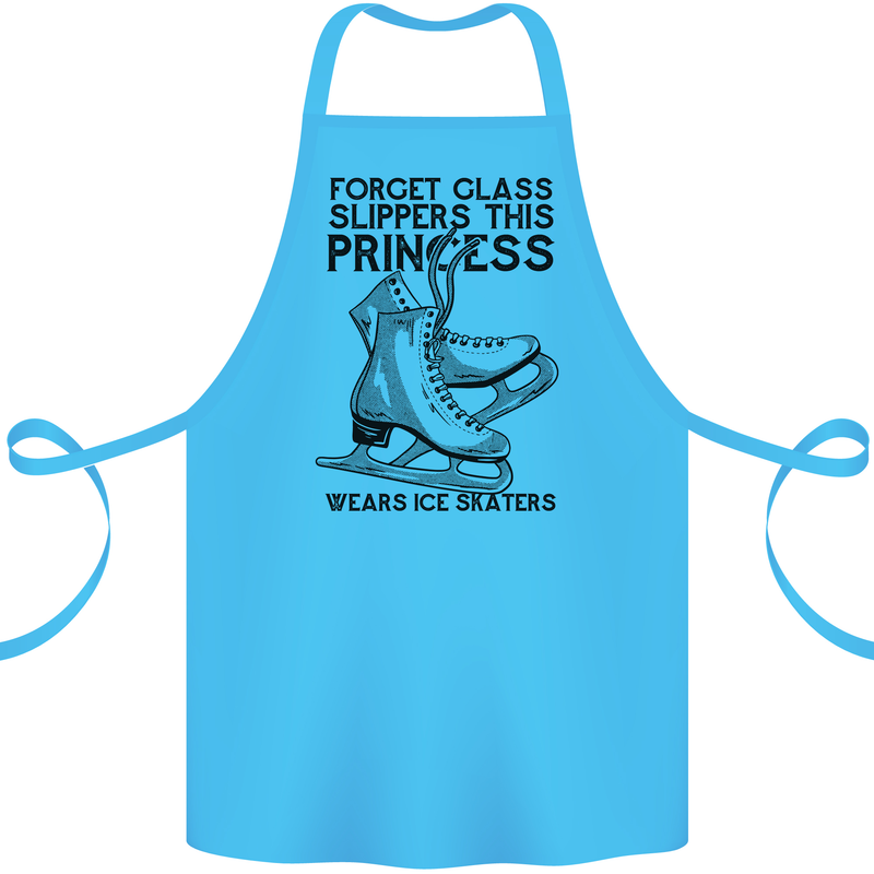 This Princess Wears Ice Skates Skater Funny Cotton Apron 100% Organic Turquoise