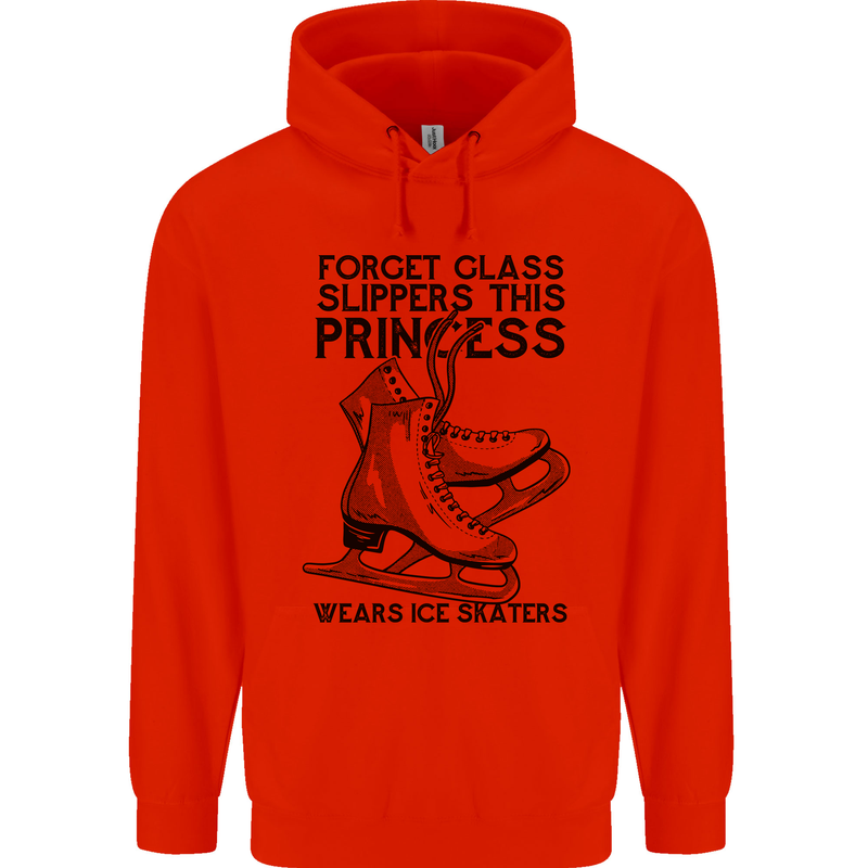 This Princess Wears Ice Skates Skater Funny Mens 80% Cotton Hoodie Bright Red