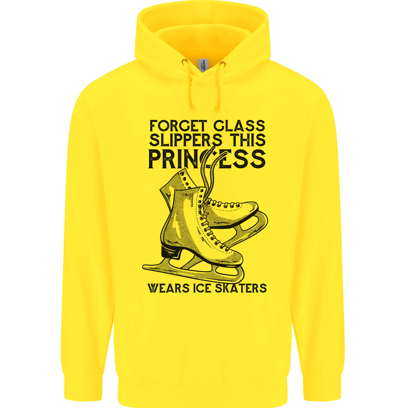This Princess Wears Ice Skates Skater Funny Mens 80% Cotton Hoodie Yellow