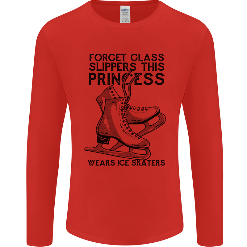 This Princess Wears Ice Skates Skater Funny Mens Long Sleeve T-Shirt Red