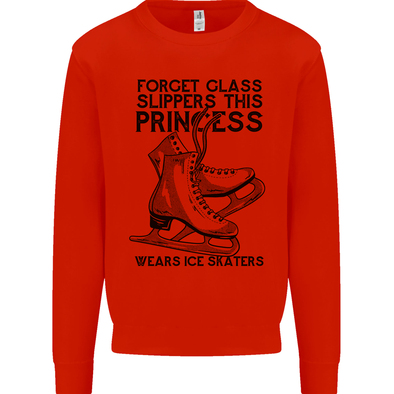 This Princess Wears Ice Skates Skater Funny Mens Sweatshirt Jumper Bright Red