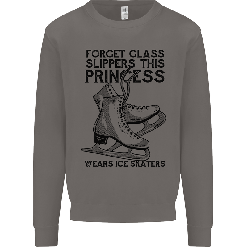 This Princess Wears Ice Skates Skater Funny Mens Sweatshirt Jumper Charcoal