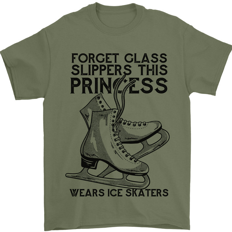 This Princess Wears Ice Skates Skater Funny Mens T-Shirt 100% Cotton Military Green