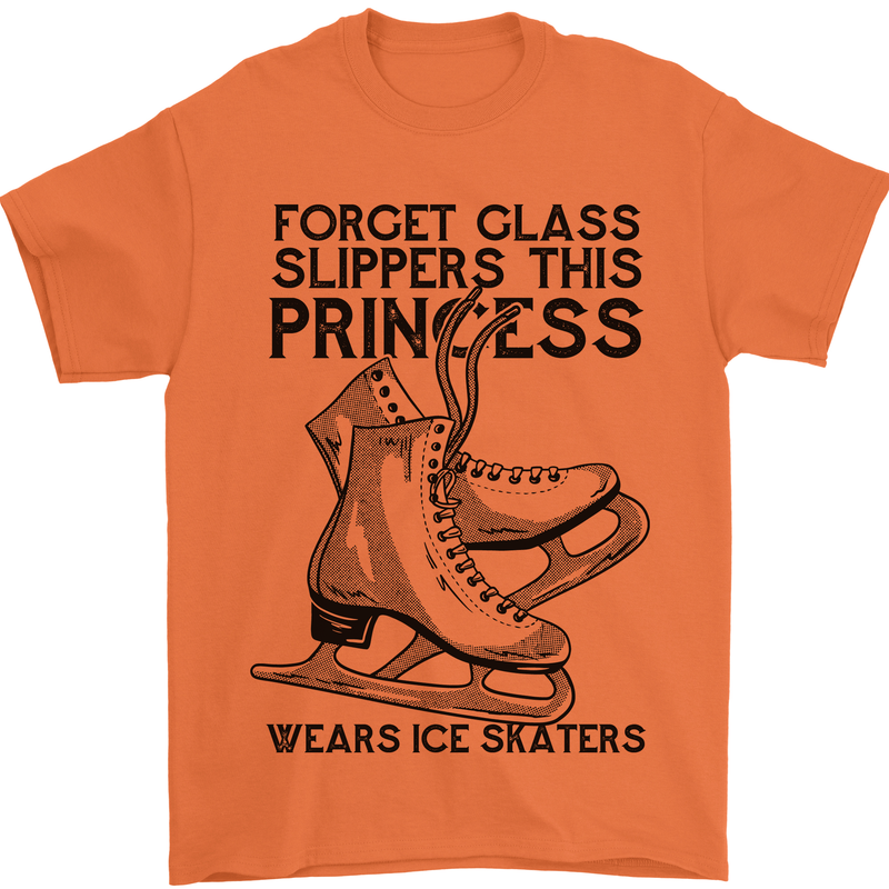 This Princess Wears Ice Skates Skater Funny Mens T-Shirt 100% Cotton Orange