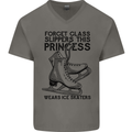 This Princess Wears Ice Skates Skater Funny Mens V-Neck Cotton T-Shirt Charcoal