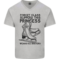 This Princess Wears Ice Skates Skater Funny Mens V-Neck Cotton T-Shirt Sports Grey