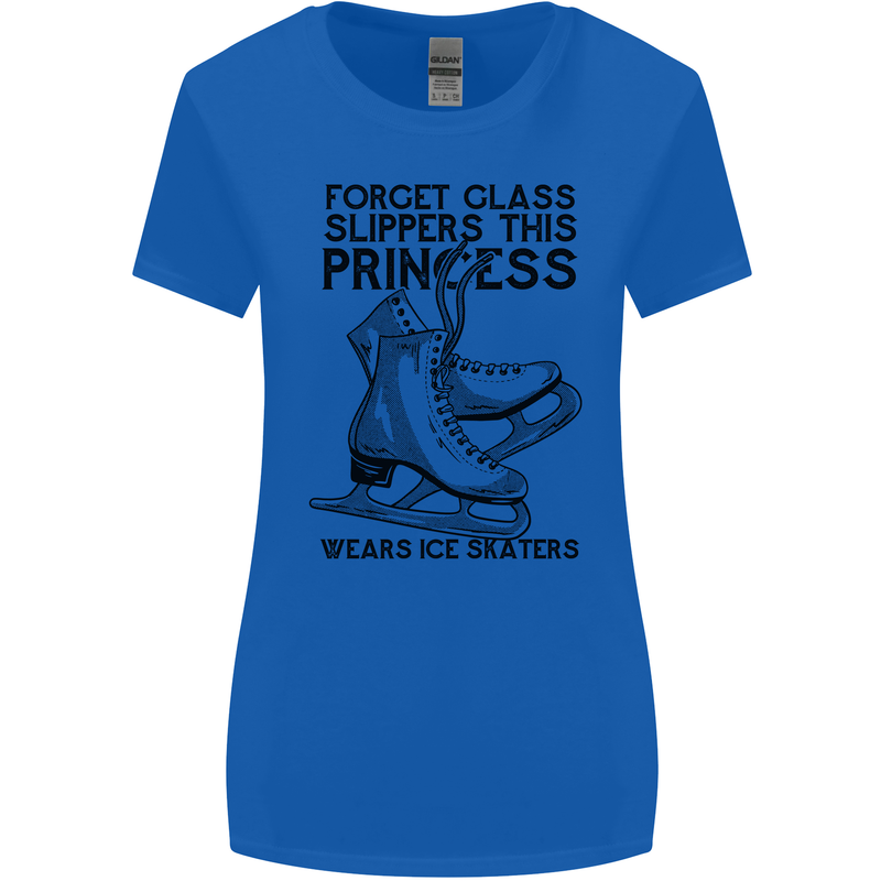 This Princess Wears Ice Skates Skater Funny Womens Wider Cut T-Shirt Royal Blue