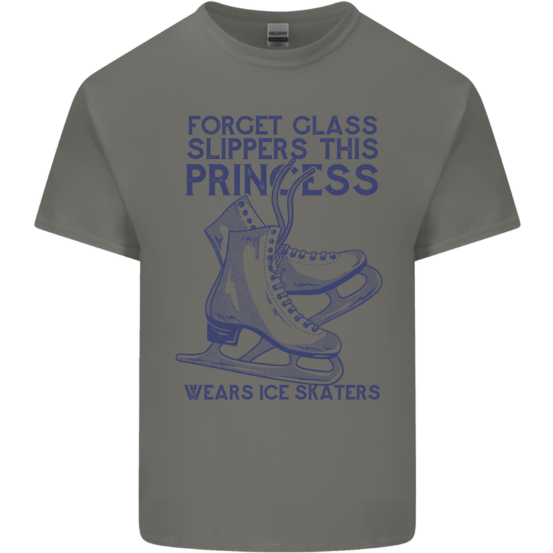 This Princess Wears Ice Skates Skater Mens Cotton T-Shirt Tee Top Charcoal