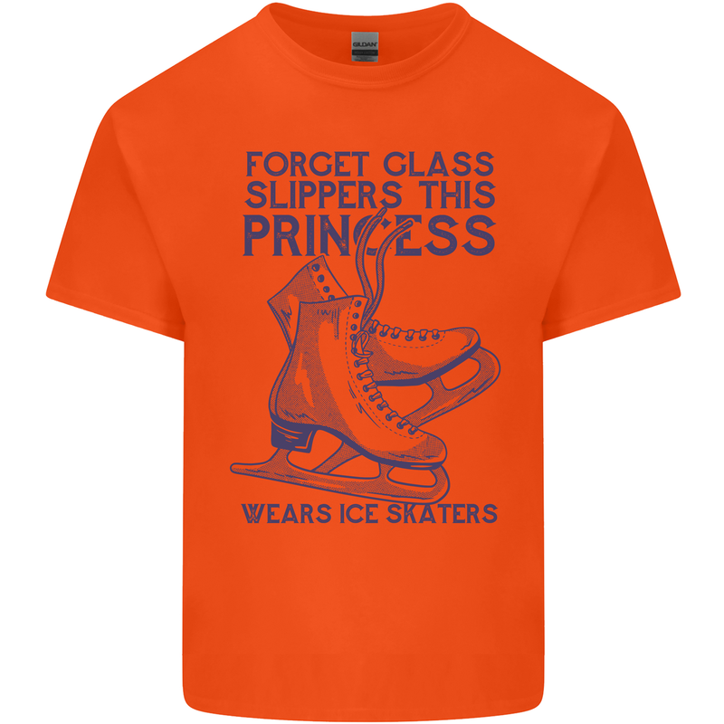 This Princess Wears Ice Skates Skater Mens Cotton T-Shirt Tee Top Orange