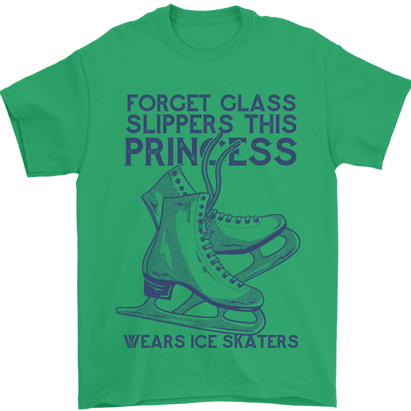 This Princess Wears Ice Skates Skater Mens T-Shirt 100% Cotton Irish Green