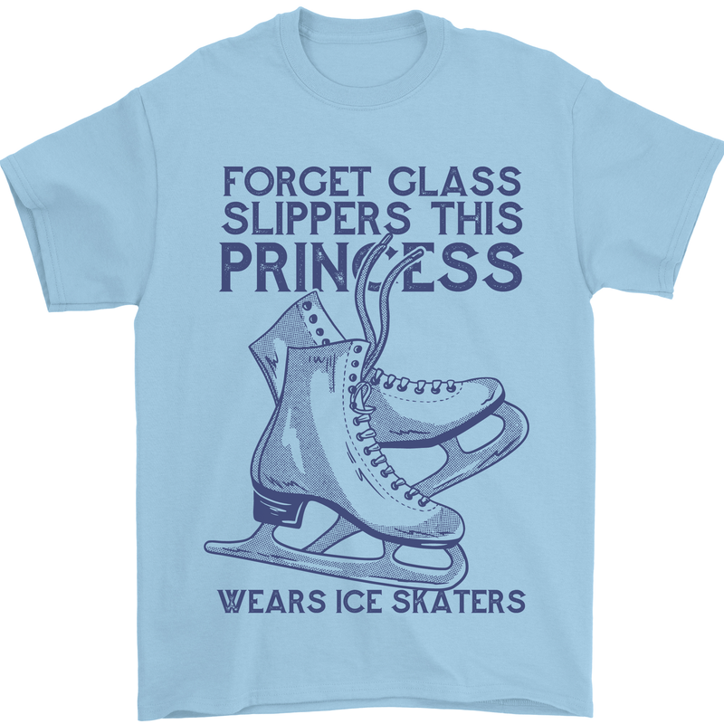 This Princess Wears Ice Skates Skater Mens T-Shirt 100% Cotton Light Blue
