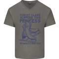 This Princess Wears Ice Skates Skater Mens V-Neck Cotton T-Shirt Charcoal