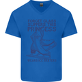 This Princess Wears Ice Skates Skater Mens V-Neck Cotton T-Shirt Royal Blue