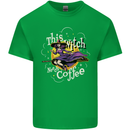 This Witch Needs Coffee Funny Halloween Kids T-Shirt Childrens Irish Green