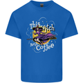 This Witch Needs Coffee Funny Halloween Kids T-Shirt Childrens Royal Blue