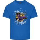 This Witch Needs Coffee Funny Halloween Mens Cotton T-Shirt Tee Top Royal Blue