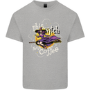 This Witch Needs Coffee Funny Halloween Mens Cotton T-Shirt Tee Top Sports Grey