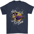 This Witch Needs Coffee Funny Halloween Mens T-Shirt 100% Cotton Navy Blue